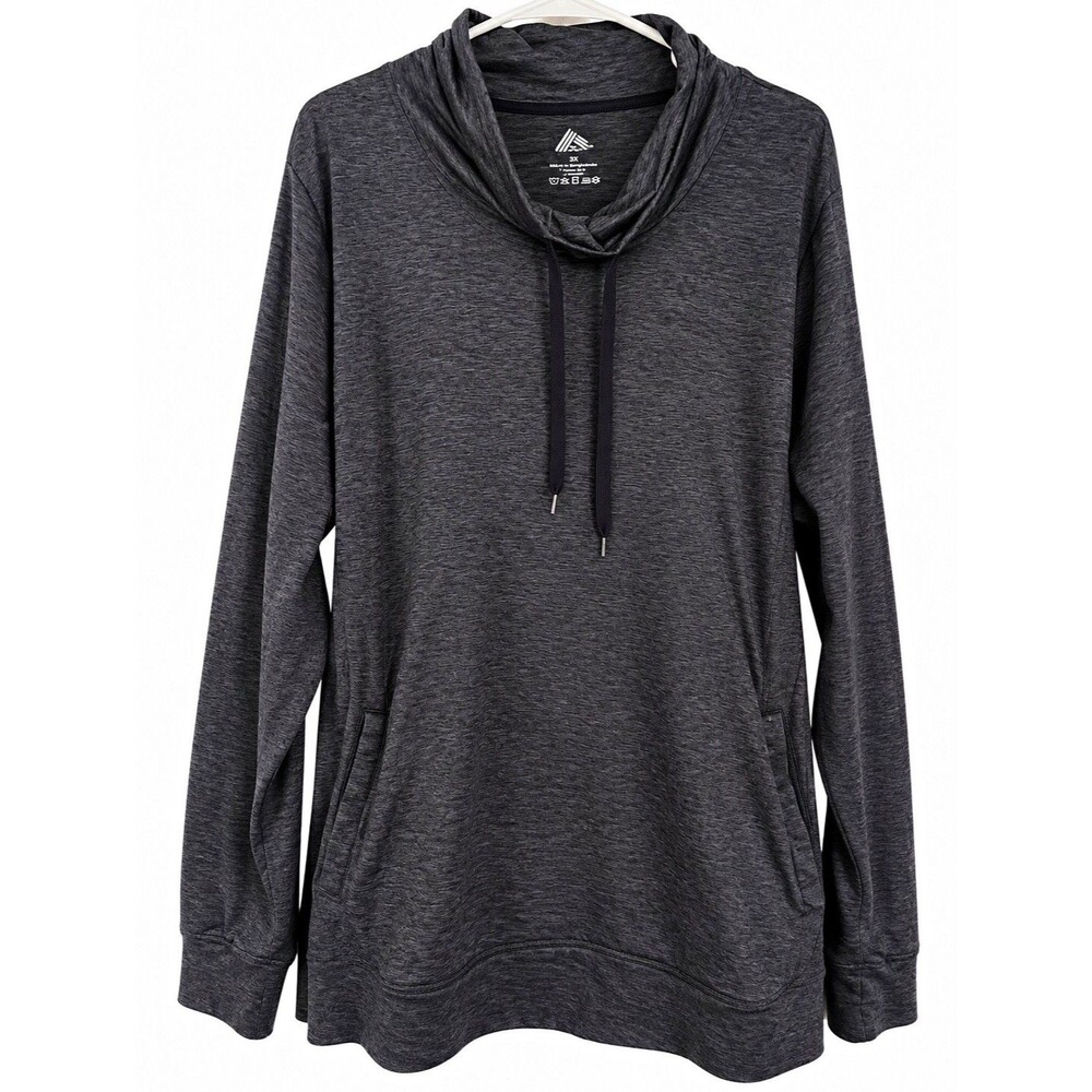 RBX Women's Plus 3X Gray Heathered Pullover Hooded Hoodie w/ Pockets